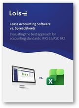 LOIS ebook cover comparing lease accounting software versus spreadsheets