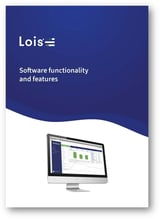 LOIS software functionality and features brochure cover with desktop software screenshot