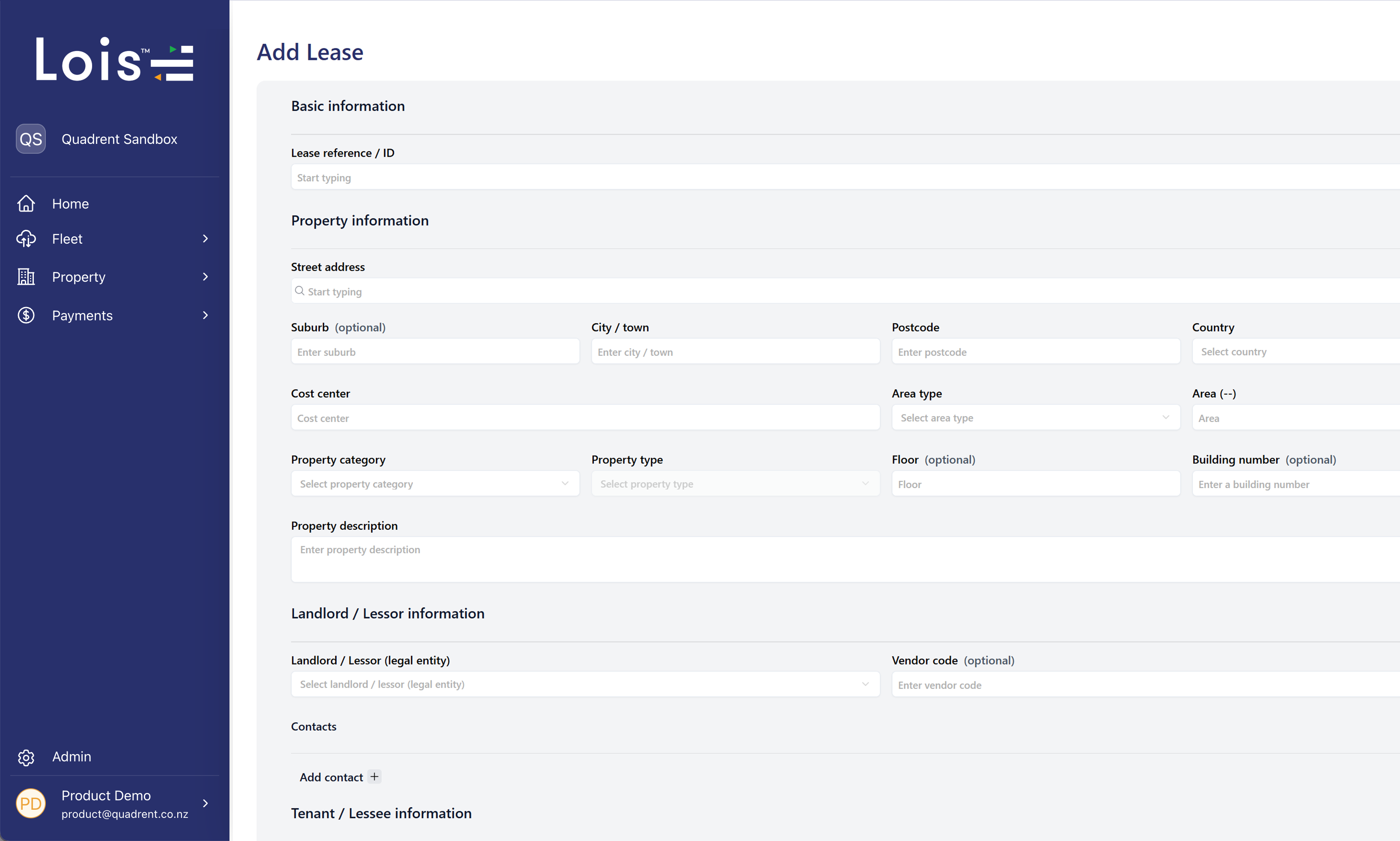 Add property leases directly