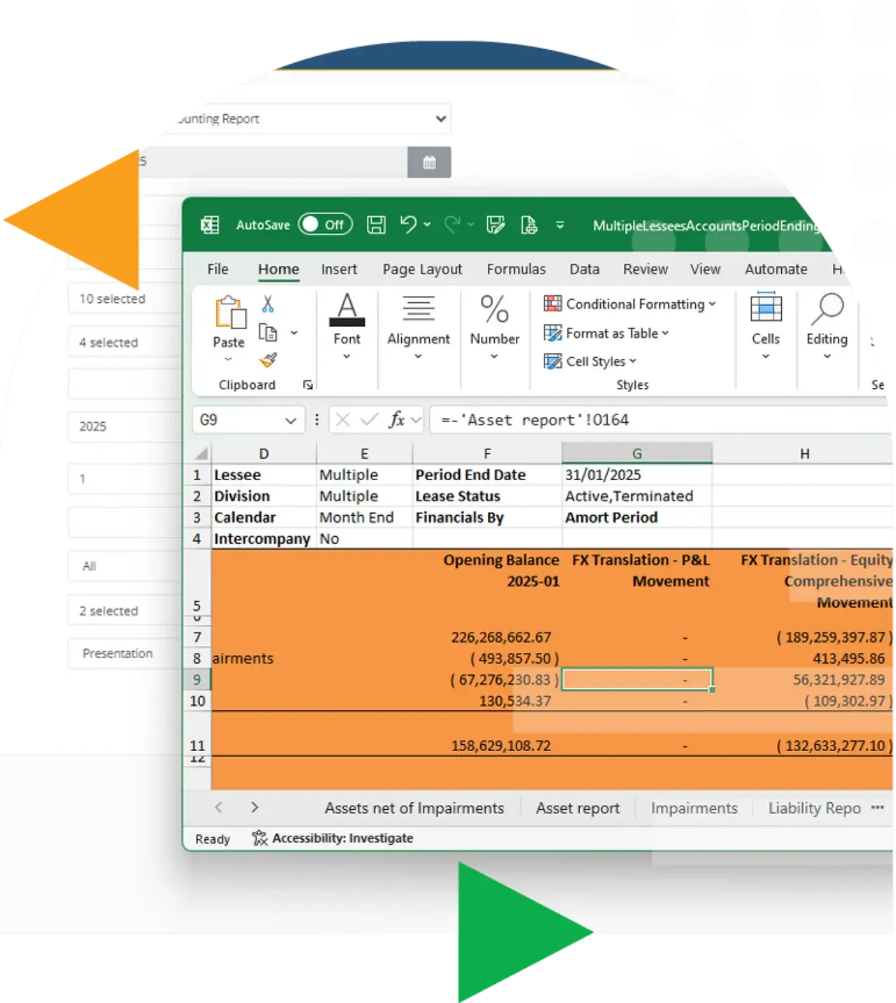 IFRS 16 lease accounting spreadsheet and reporting interface